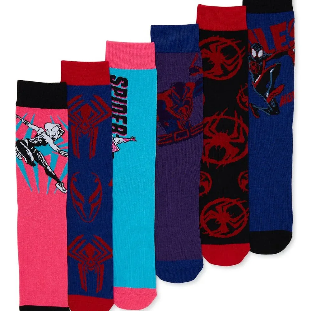 NIP Marvel Spider-Verse Men's Crew Socks 6 Pack
